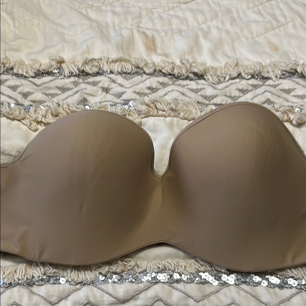 Source Unknown Tan Lace Trim Bra Intimates